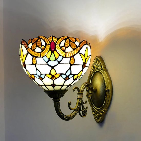 Madame Jones - Applique Tiffany - Plombs en Verres - Glas - Lampe d'ambiance - Hauteur 25 cm - Pour LED/ Ampoule - Design Classique