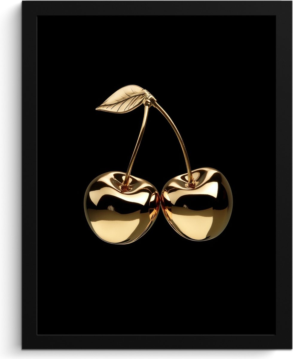 FrameYourWall Fotolijst inclusief poster - Posterlijst 30x40 cm - Posters - Kersen - Zwart - Goud - Chrome - Foto in lijst - Keuken decoratie muur - Wanddecoratie accessoires - Muurdecoratie - Schilderijen