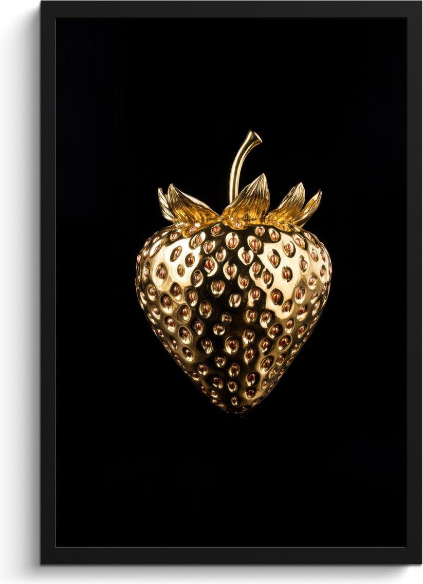 FrameYourWall Fotolijst inclusief poster - Posterlijst 40x60 cm - Posters - Aardbei - Goud - Zwart - Chrome - Foto in lijst - Keuken decoratie muur - Wanddecoratie accessoires - Muurdecoratie - Schilderijen