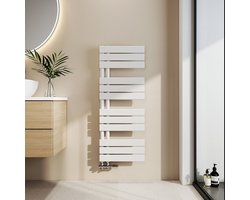EMKE Handdoekradiator - Plat Design - Glanzend Wit - 104x40 cm - 456W - Badkamer Verwarming - CV Radiator