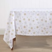 Homescapes Nappe de Noël blanche en coton à motif flocons de neige, 137 x 178 cm