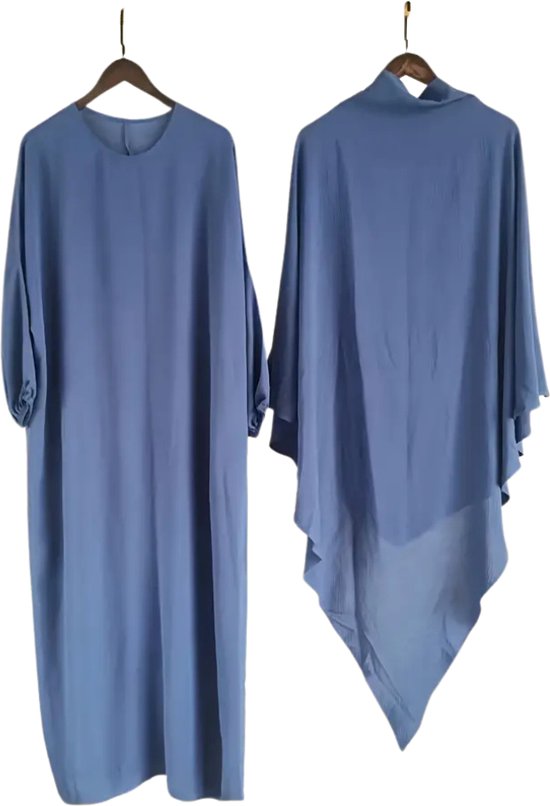 Nivard Islamitische Kleding - Djellaba Dames - Moslim Kleding - Arabisch Dames Kaftan - Alhamdulillah - Blauw