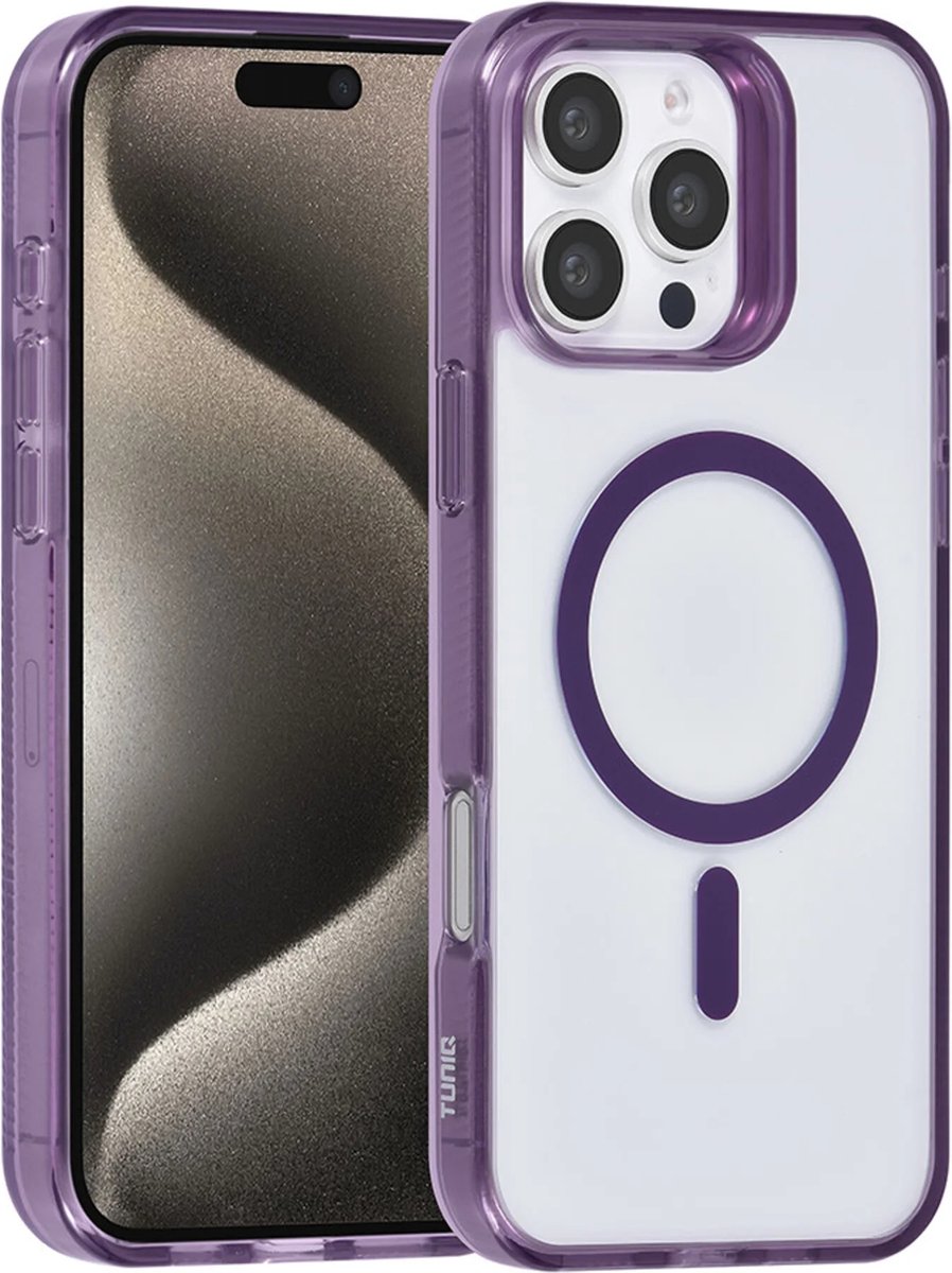 TUNIQ telefoonhoesje voor Apple iPhone 16 Pro - MagSafe siliconen backcover - Paars