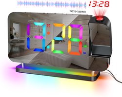 J&D supplies Digitale Wekkerradio - Zwart - Digitale LED klok - Digitale Wekker - Kinderwekker - Wekkerradio kinderen - Wekker met Projectie - Klokradio