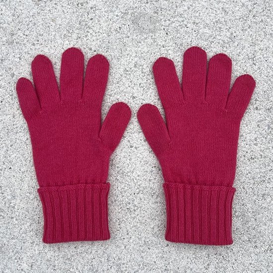 gants tricotés luxueux en mélange de cachemire et mérinos en rose fuchsia