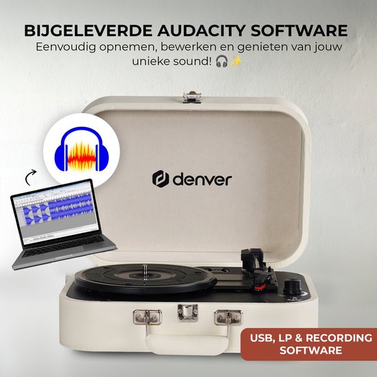 Denver Platenspeler - Ingebouwde Speakers en Versterker - Incl. PC Software - Auto-stop - Retro - VPL130 — afbeelding 3