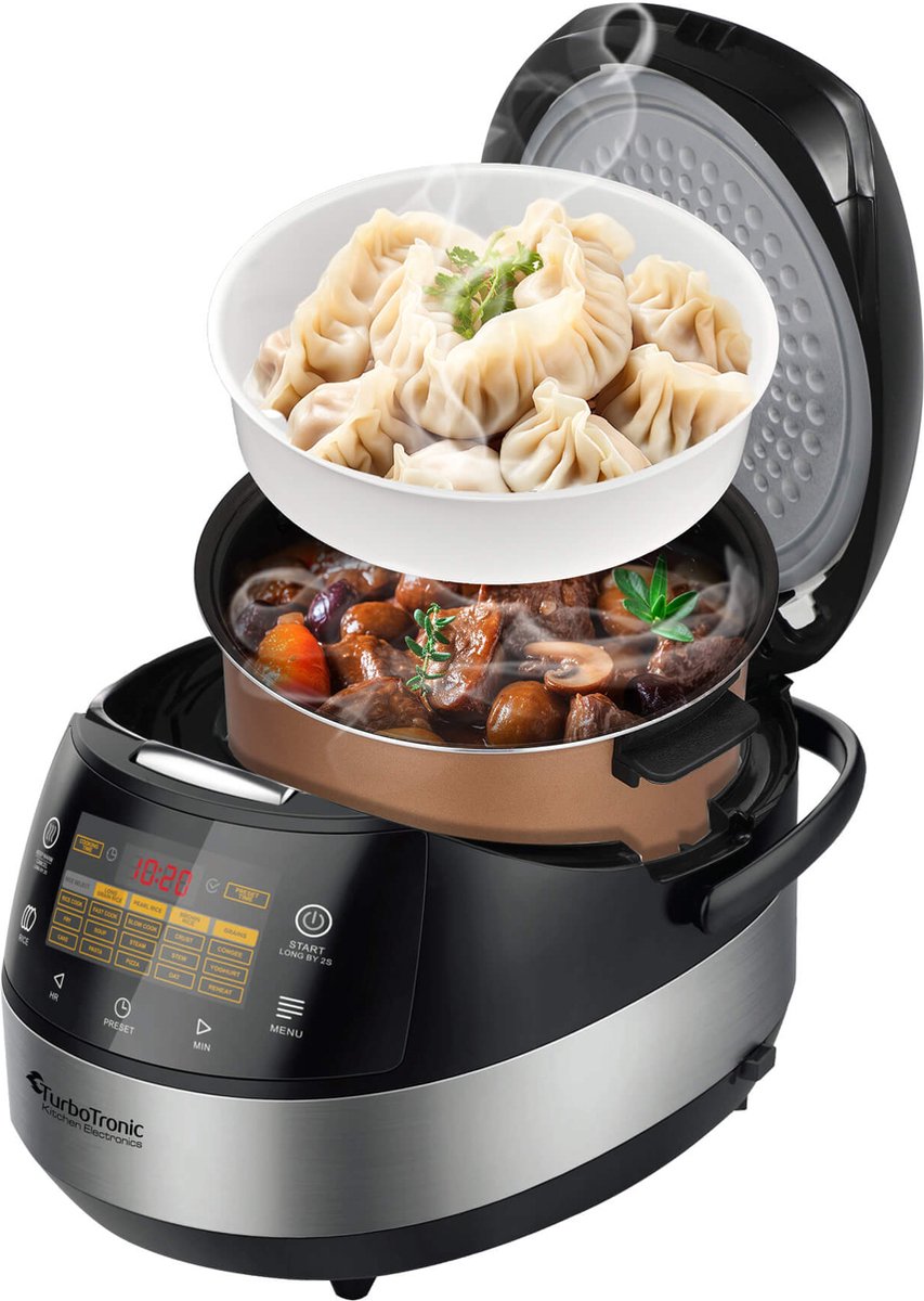 TurboTronic DMC22 CookMaster Digitale MultiCooker - rijstkoker - 5L – 20-in-1 Multifunctionele Snelkoker met LED Display, 860W, Keramische Antiaanbaklaag thumbnail 6