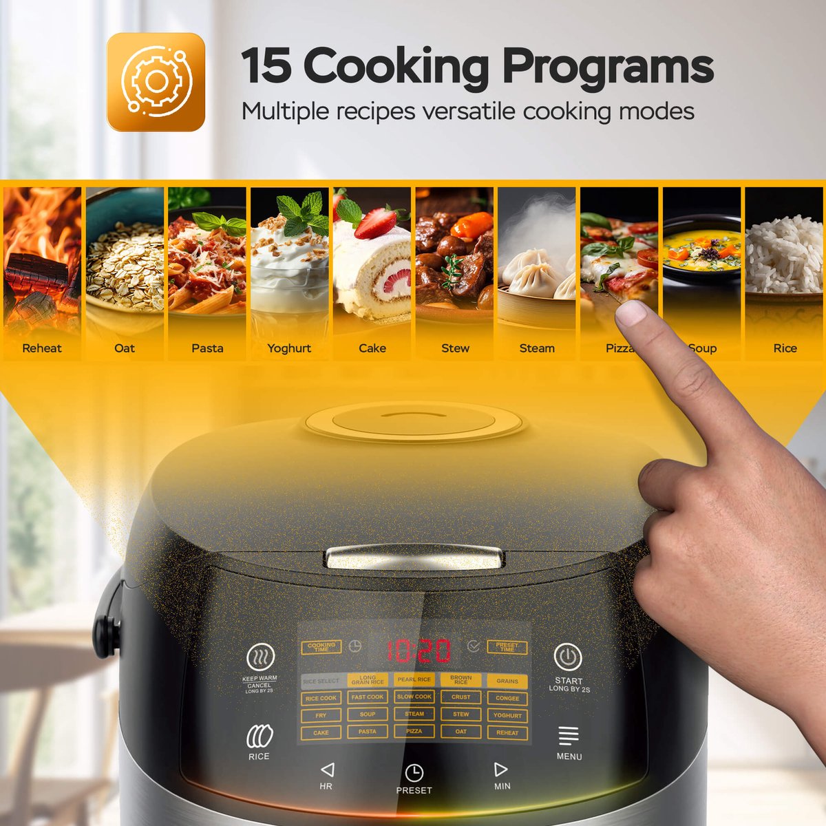 TurboTronic DMC22 CookMaster Digitale MultiCooker - rijstkoker - 5L – 20-in-1 Multifunctionele Snelkoker met LED Display, 860W, Keramische Antiaanbaklaag thumbnail 4