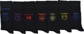 Heren/Mannen grappige happy Smiley socks - Multipack 7 PAAR Sokken - cadeau - colorsmile black - Maat 39-42 chaussettes socks