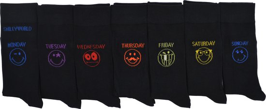 Chaussettes homme / homme drôle heureux Smiley - Lot de 7 paires de Chaussettes - cadeau - Yeux - Taille 39-42