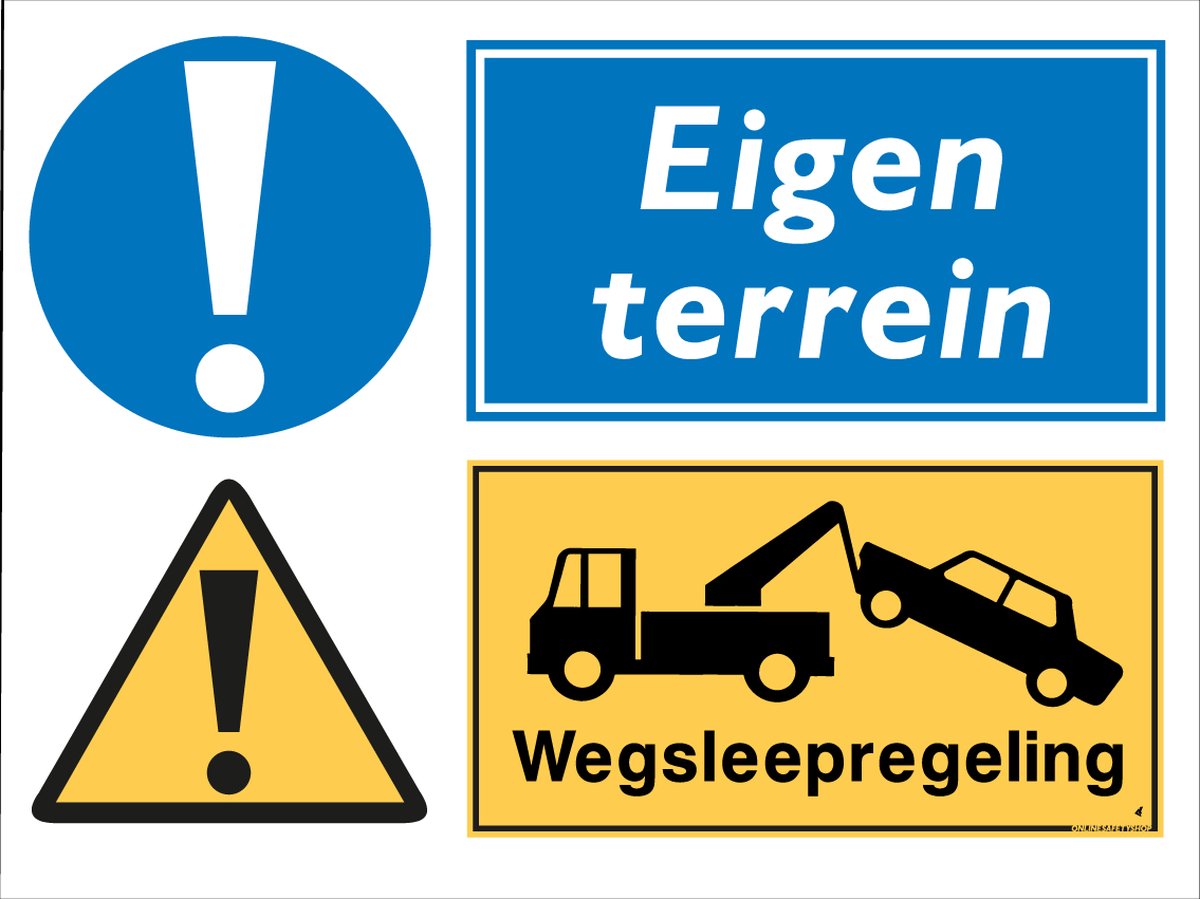 Eigen terrein bord - Wegsleepregeling - Aluminium - 30 x 40 cm - Weerbestendig