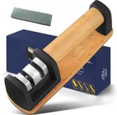 Premium Messenslijper - Doortrekslijper met wetsteen (7cm lang) slijpsteen - Knife sharpener scharen slijper