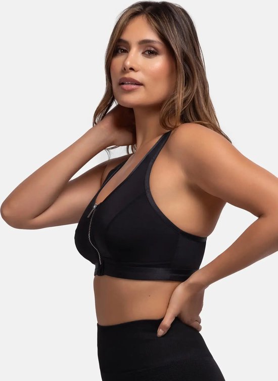 Racerback Sport BH - Extreme - Stevige sport Bh met voorsluiting - Voorsluiting bh - Racerback - M - Zwart