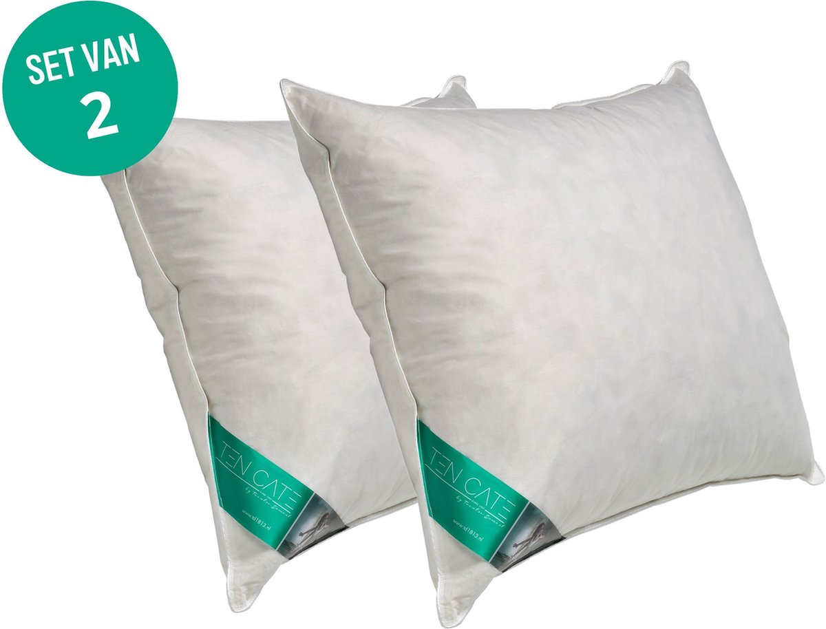 Ten Cate Hoofdkussen - Hoofdkussen Nekklachten - Kussen set van 2 - Eendenveren - Hoofdkussens - Geschikt voor rug-, zij- en buikslapers - Ergonomisch Kussen - 60x70 cm - 2 pack