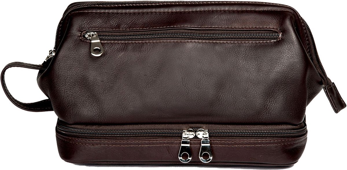 HAROLD'S Leren Toilettas Country Toilet Bag Brown Donkerbruin