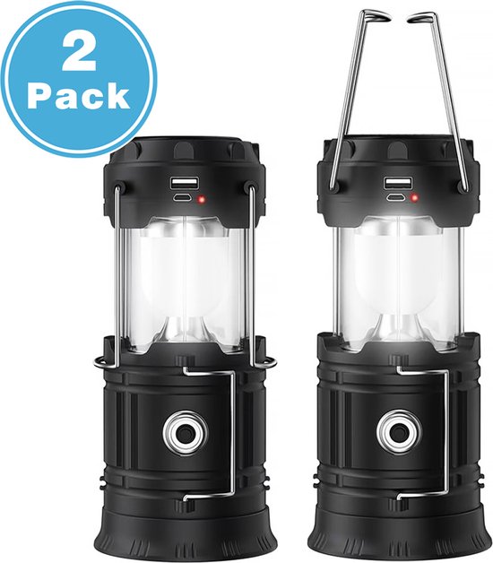 Oplaadbare LED lantaarn set van 2 met powerbank