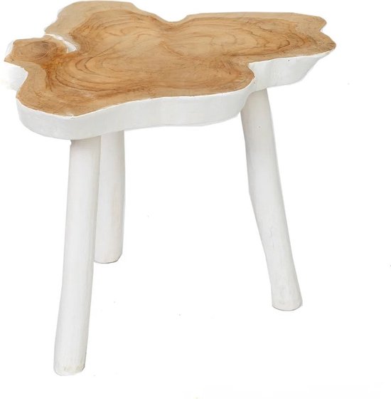 HOMCOM Salontafel – nachtkastje – rond nachtkastje – Scandinavisch design bijzettafel bankpunt met lade schuine taps toelopende poten massief hout licht eiken wit