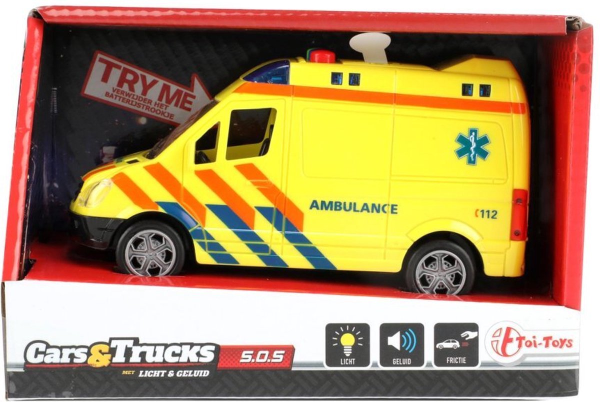 Toi-Toys Ambulance - speelgoed auto - frictie - licht en geluid - speelgoed — afbeelding 11