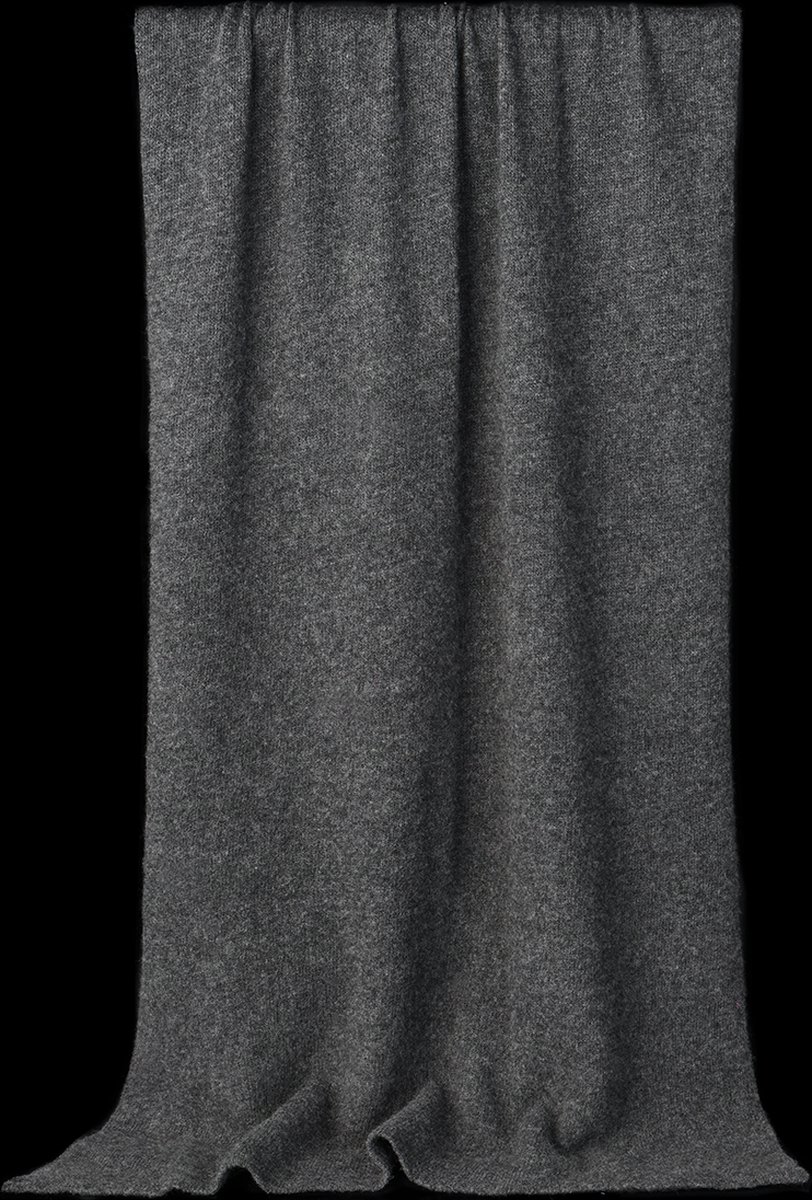 Zachte gebreide merino cashmere sjaal in antraciet grijs melange
