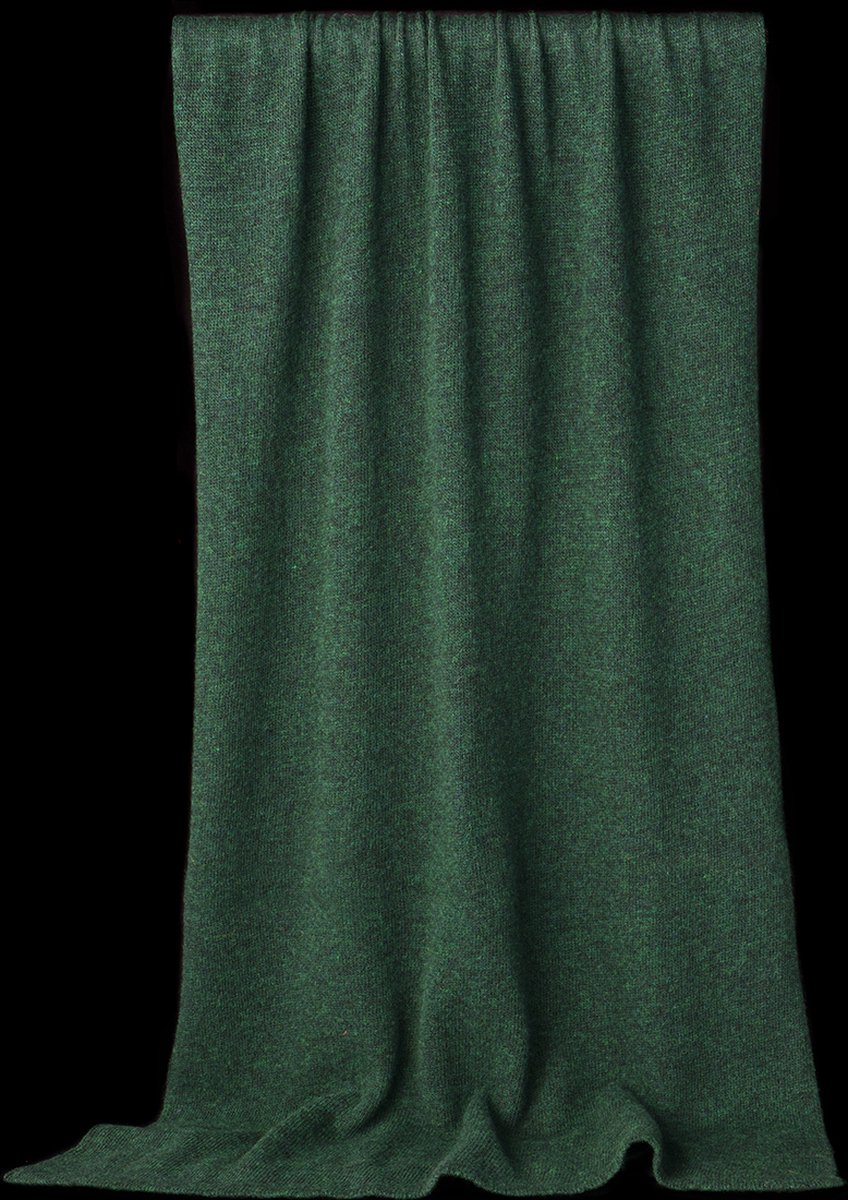 Zachte gebreide merino cashmere sjaal in donker groen