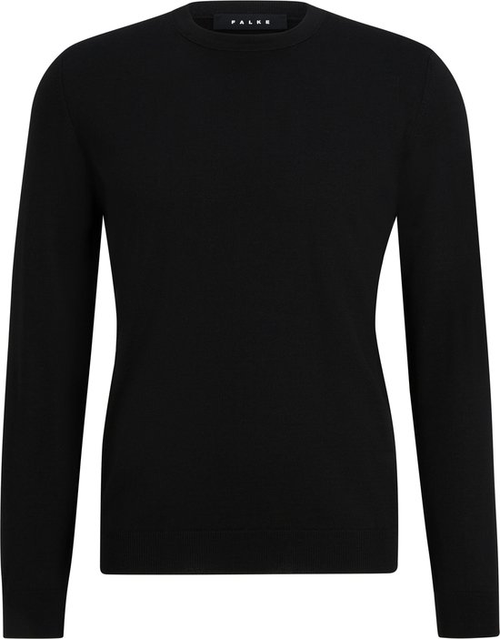 FALKE Basic New Merino Crew Neck elegante klassieker wol trui heren zwart - maat M