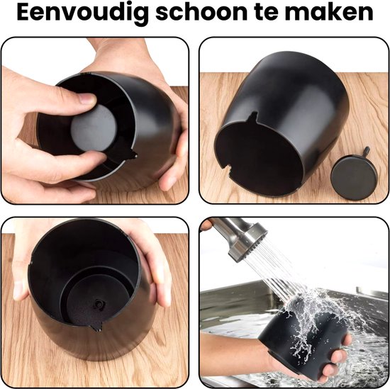 Boncy® Premium Asbak met Deksel - Zwart RVS - Asbakken voor Buiten en Binnen - Asbak Auto - Terras Grote Stormasbak Weersbestendig