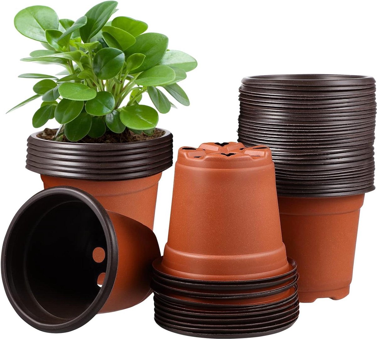 50 stuks kunststof bloempotten kweekpotten 12 cm - plantenpot voor vetplanten en zaailingen - ademende plantenpot voor binnen en buiten - tuin, kamer, en broeikas