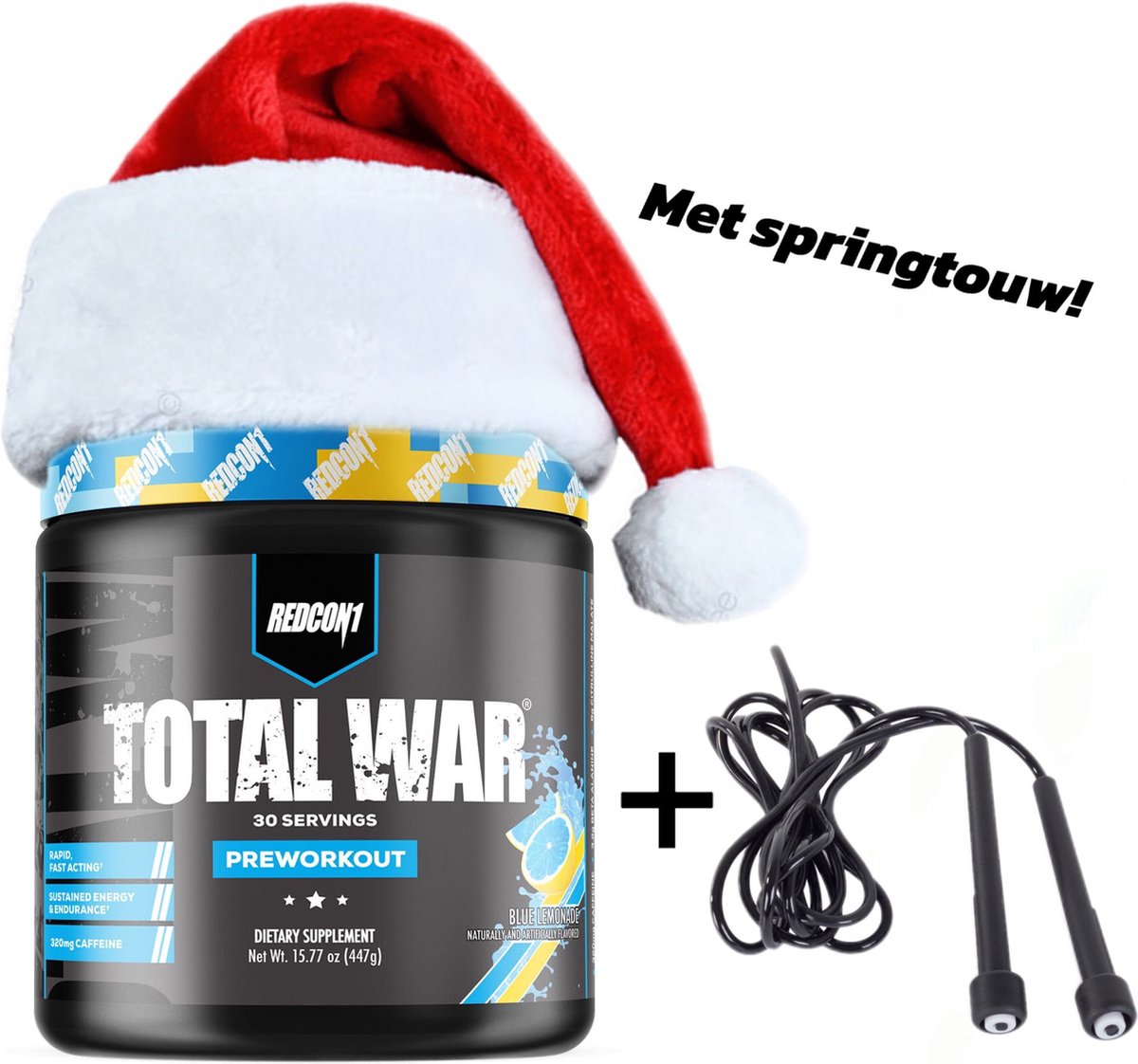Goedkoopste Redcon1 Total War Preworkout- 30 Serving- Blue Lemonade- met Springtouw!