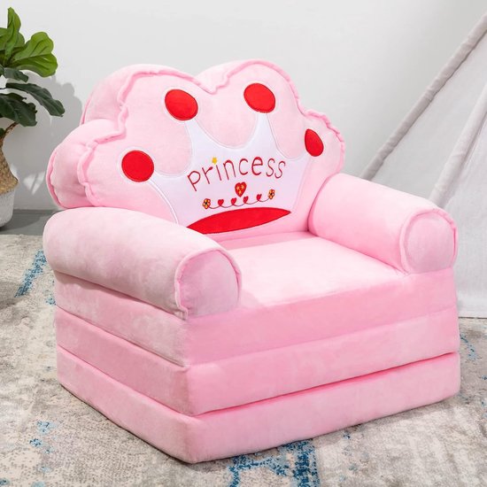 YUDIZWS Opvouwbare Kinderstoel Pluche Kinderzitje Met Rugleuning Kinderstoel Voor Speelkamer of Kinderkamer,P