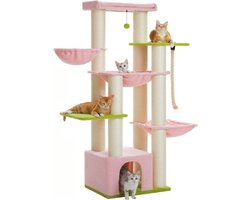Kattenu KittyKingdom - Stevige krabpaal voor zware katten XXL - Extra Dikke Palen - Grote krabpaal voor grote katten - Roze krabpaal Image