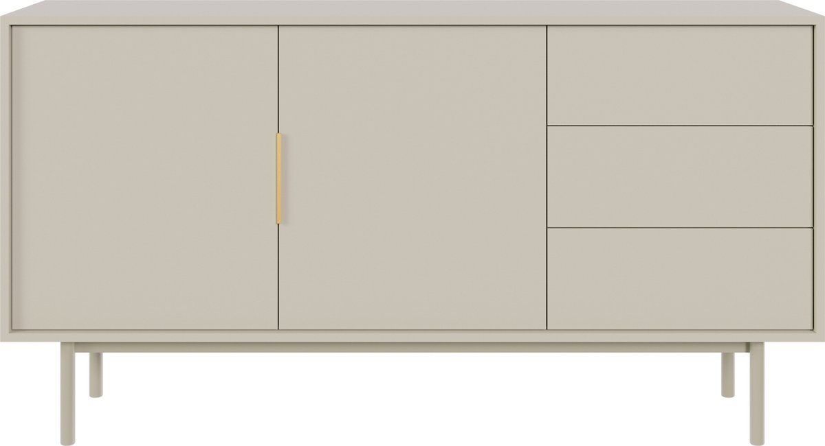 Selsey - VIVIARO - Drressoir met drie lades - 154 cm - Grijsbeige