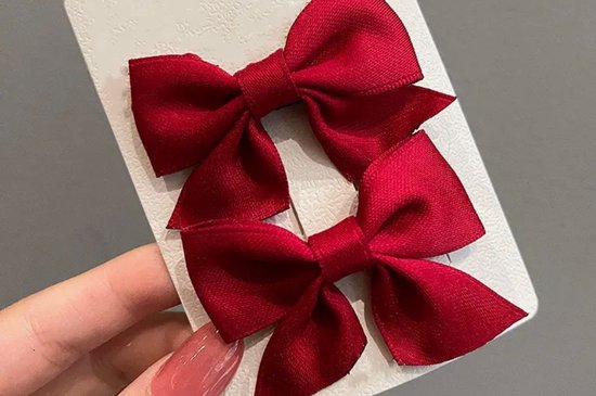 Akyol - Strik - Rood - rode strik -haar clip - 2 stuks - Accessoires - rode strik -vlinderdas rood - strik rood -kerst rode strik - donkerrode strik