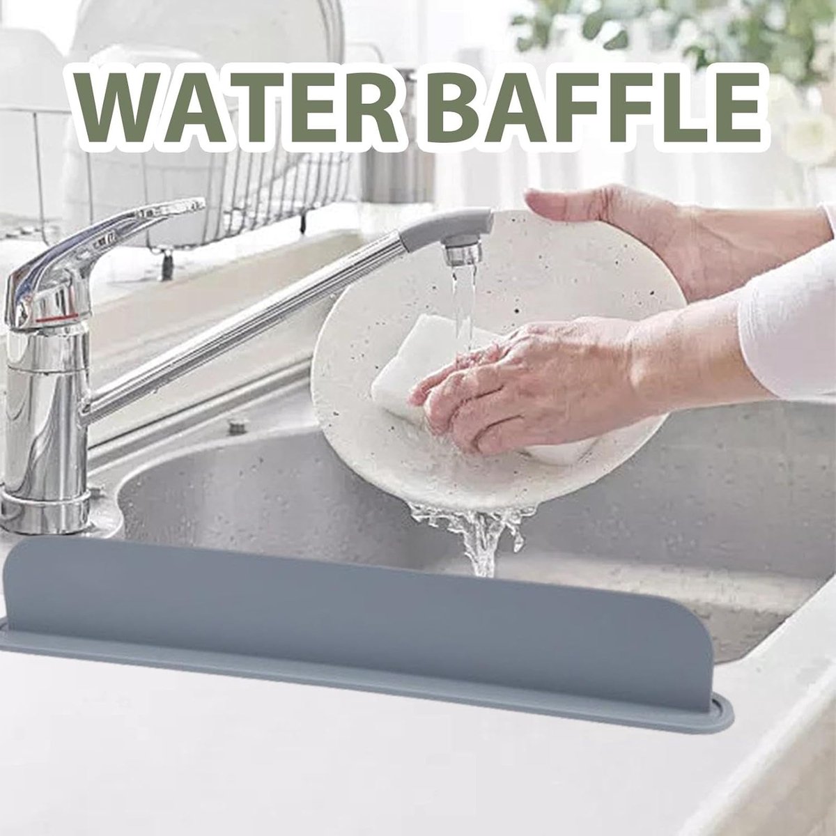 Siliconen gootsteen spatbescherming, 17,7 x 5,5 Kraan Water Catcher Mat, helling Type Ontwerp Langere Keuken Sink Mat, Kraan Handvat Druppelvanger Lade Mat voor Keuken Aanrecht -Faucet Splash Guard