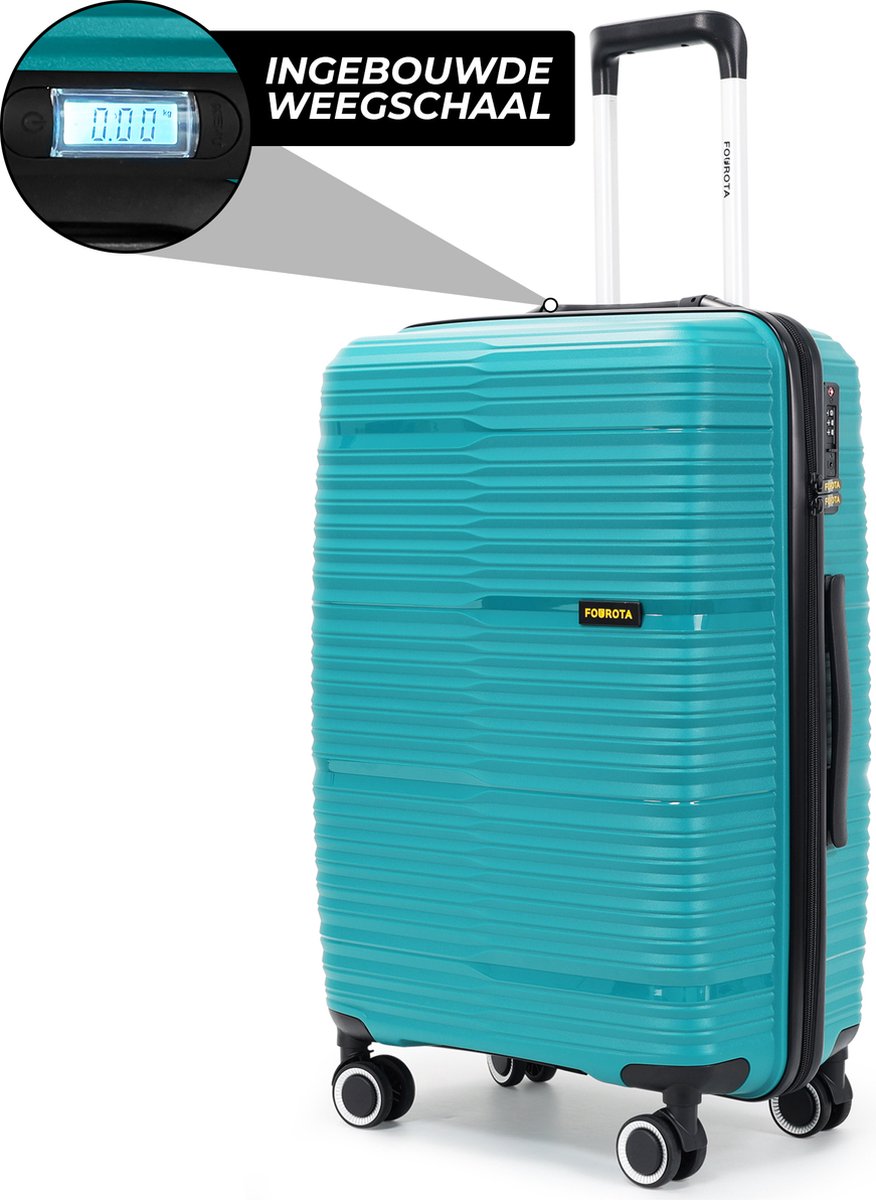 Fourota Middelgrote Koffer met Weegschaal – Voorkom Overbagage – TSA Slot – Lichtgewicht – 360° Wielen – 24 inch – Koraalblauw
