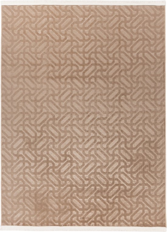 Lalee Damla - Tapis baroque - Tapis haut bas - Tapis à franges - Super doux - Effet 3D - Envers antidérapant - Passe en machine à laver - 120x160 cm Taupe