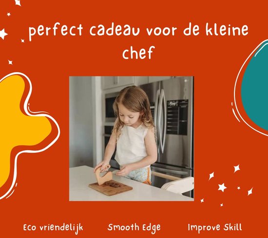 Montessori Houten Kindermes - Draak - Kinder Koksmes - Peuter kok - Verjaarsdag cadeau klein - Houten Kinderbestek - Leren Snijden en Koken voor Kinderen - Montessori Speelgoed - Sint kado - Schoen cadeau van Masterkidz — afbeelding 2