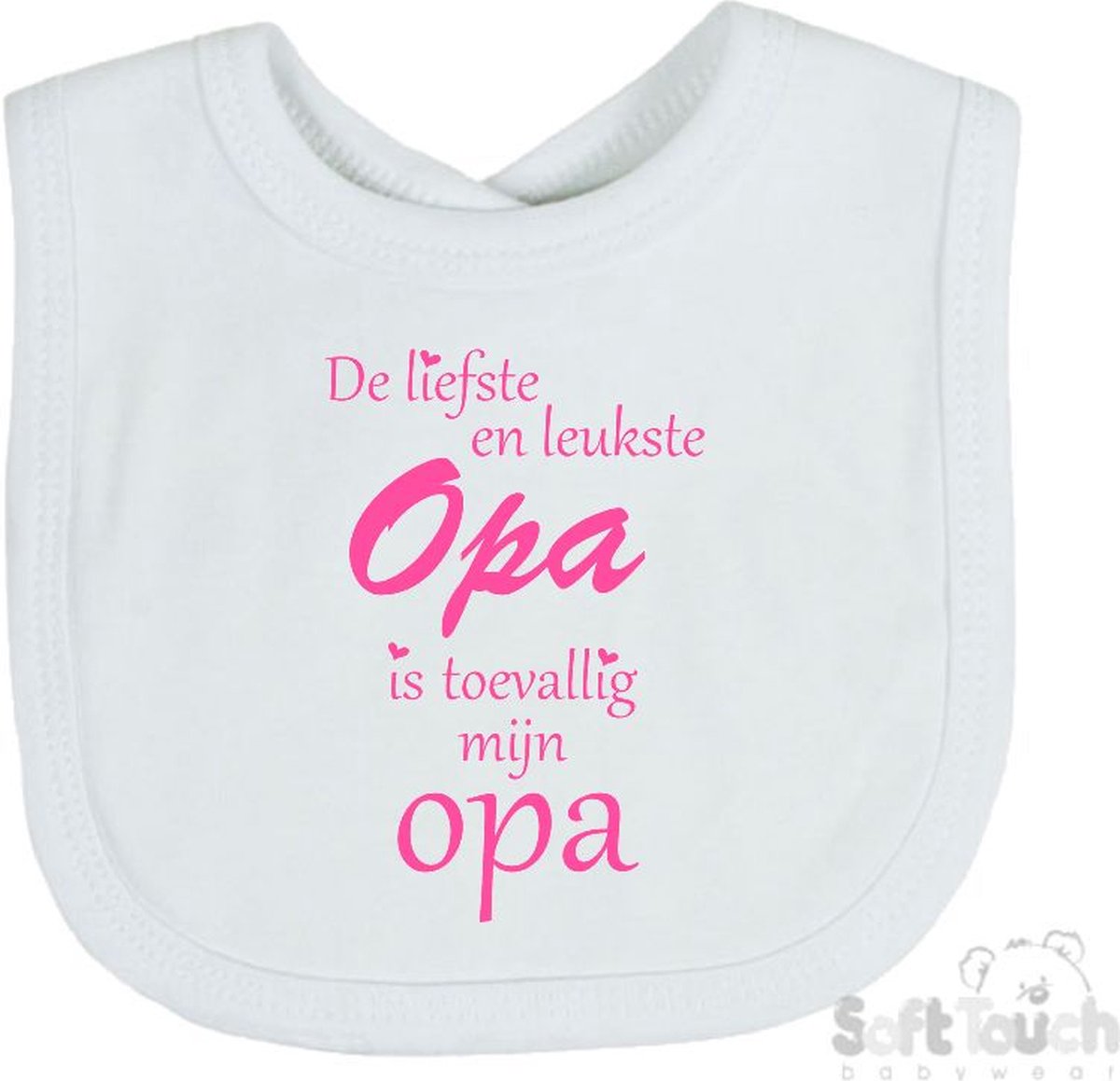 Goedkoopste Soft Touch Slabber Slabbetje Slab De liefste en leukste Opa is toevallig mijn Opa Unisex Katoen Wit/roze Maat 33x22 Cm