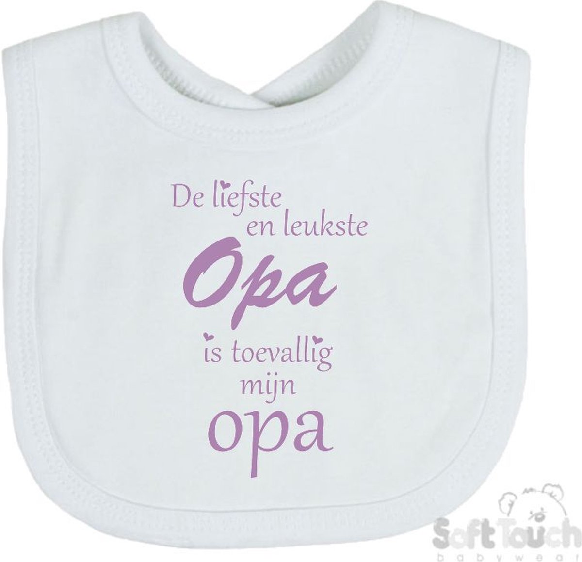 Goedkoopste Soft Touch Slabber Slabbetje Slab De liefste en leukste Opa is toevallig mijn Opa Unisex Katoen Wit/lila Maat 33x22 Cm
