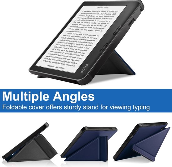 e-Reader Hoesje Origami Book Case met Wake/Sleep-functie - Kobo Sage Hoesje - Blauw van Merkloos — afbeelding 2