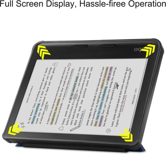 e-Reader Hoesje Origami Book Case met Wake/Sleep-functie - Kobo Libra Colour Hoesje - Blauw van Origami — afbeelding 4