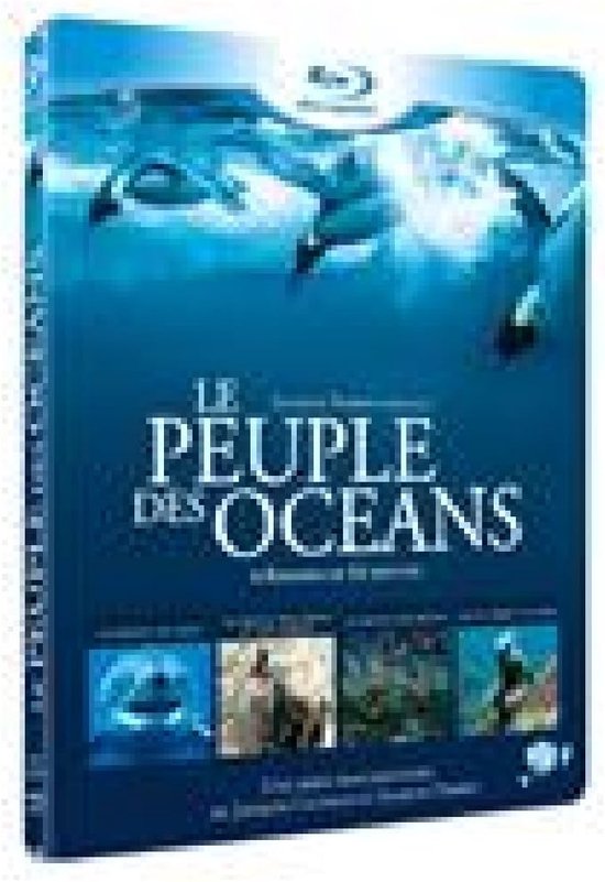 Blu-ray box set van 'Le Peuple des Océans', met vier afleveringen. Blauwe omslag met onderwaterfoto's en tekst.