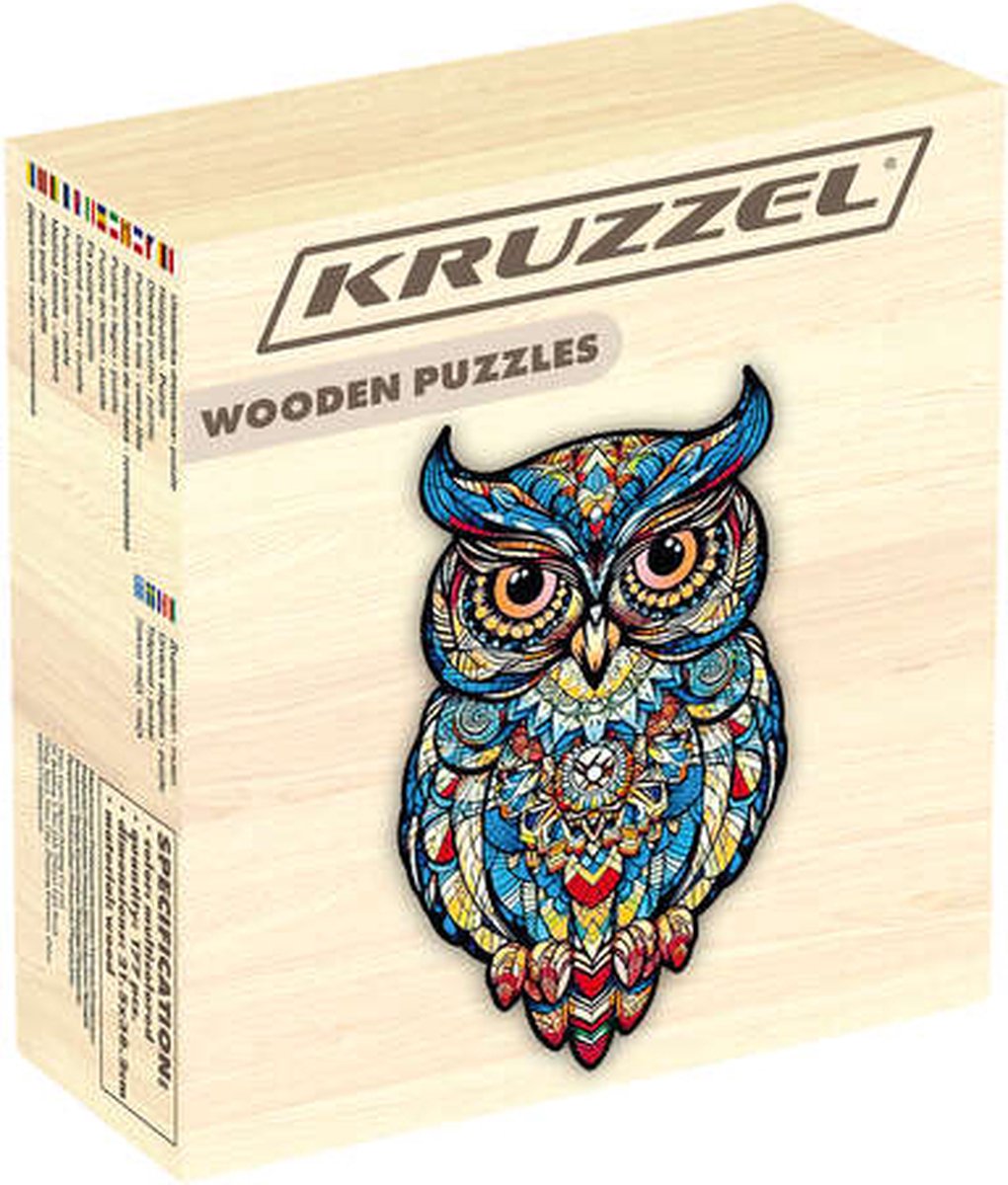 Kruzzel Houten Uilen Puzzel – 177 Stukken – Kleurrijke Decoratieve Puzzel