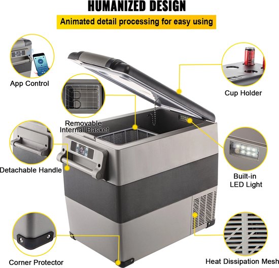 BBV Auto Koelbox - Koelbox 12V - Koelbox Elektrisch - Autokoelkast - Auto Koelbox 12V - 22 Liter - Tot 48 Blikjes - Met App en Cup Holders van BBV — afbeelding 4