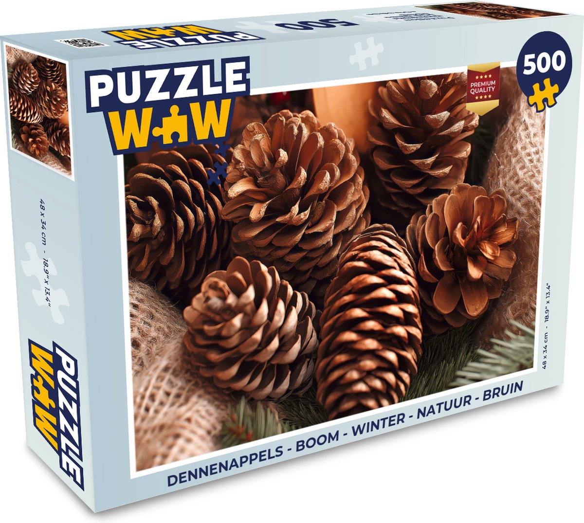 Puzzel Dennenappels - Boom - Winter - Natuur - Bruin - Legpuzzel - Puzzel 500 stukjes - Kerstpuzzel - Kerstpuzzels - Kerst - Cadeau - Kerstcadeau voor mannen, vrouwen en kinderen