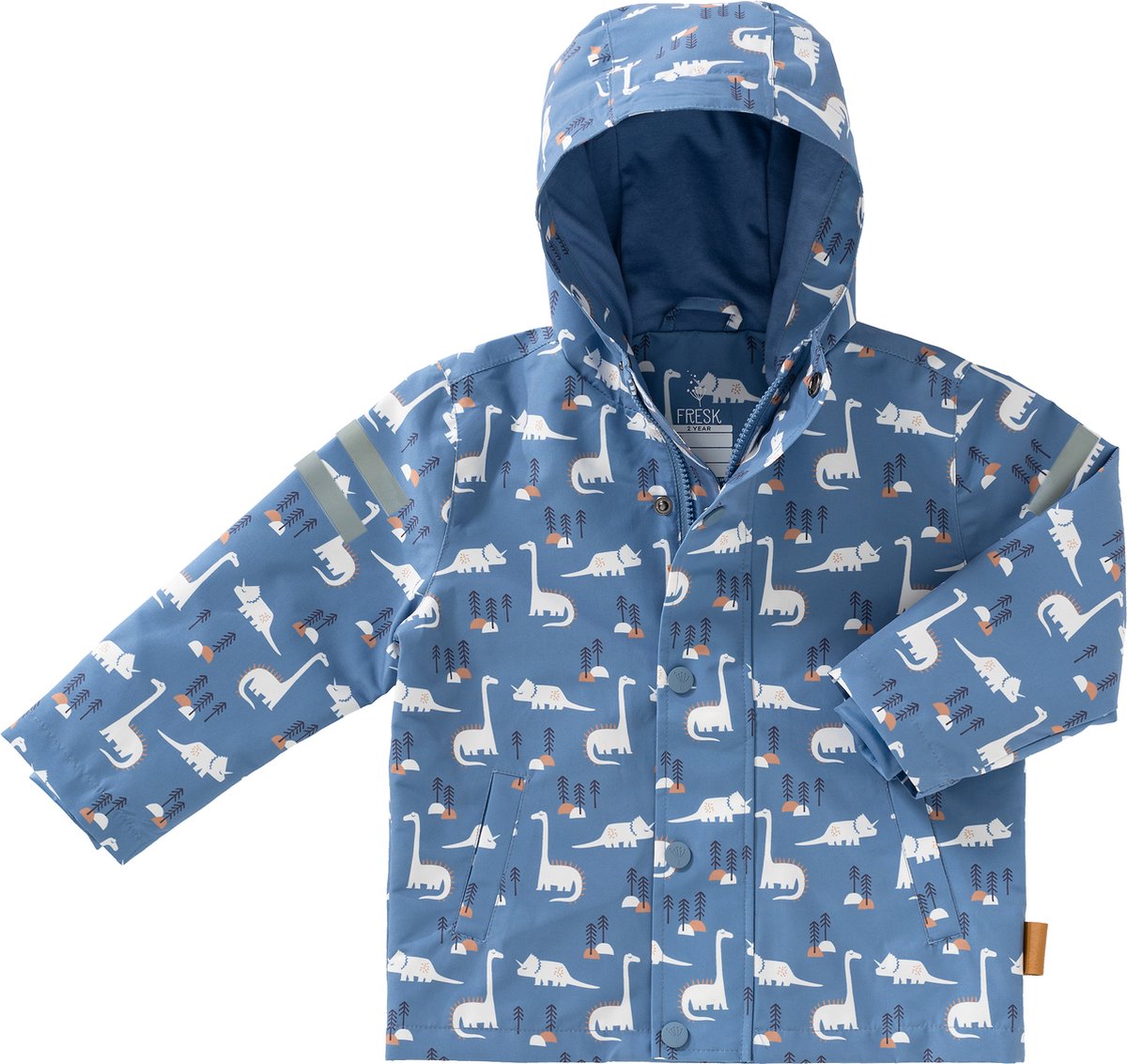 Fresk Regenjas voor Kinderen 2 yrs Ritssluiting Reflectoren Kinderjas met Capuchon Waterdichte Jas Ademend Bionic Finish Jongens Dino