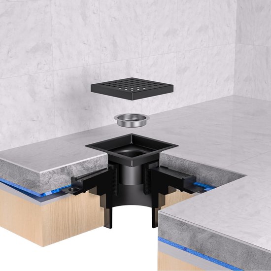 Drain De Douche Carré En Laiton 10x10 Cm - Siphon Anti-Odeur Avec Grille Pour Salle De Bain