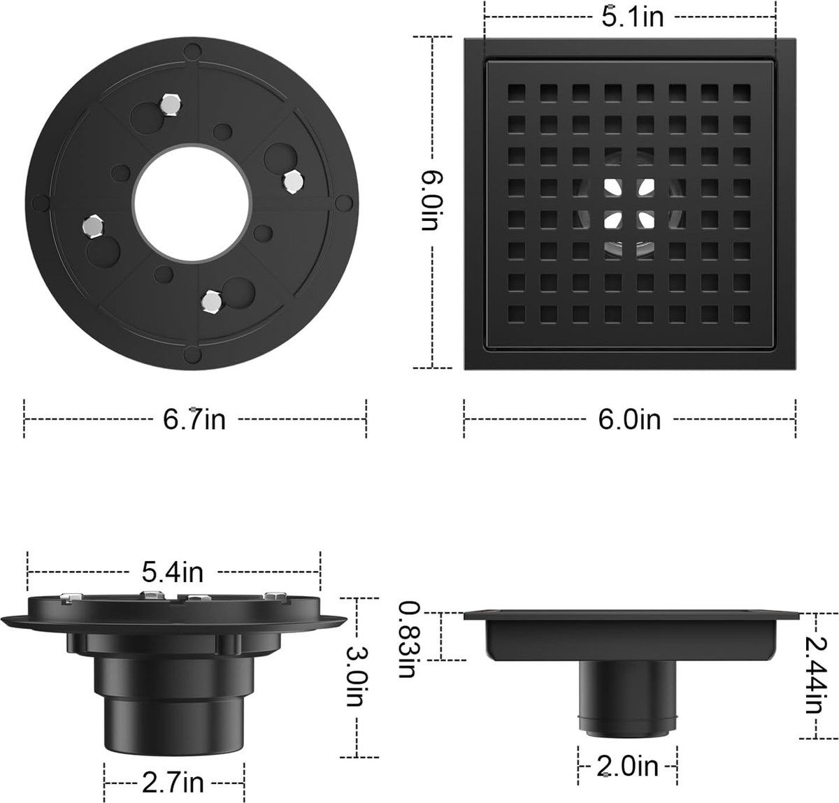 Badkamer Anti-geur Douche Afvoerputje Cover, 15*15cm Eenvoudig Raster Rvs Grote Afvoerbak Vierkante Douche Afvoer Afvalrooster Met Haarzeef-15X15cm Sink Plug Cover (Kleur: B-15X15cm) ( Color : C15x15c