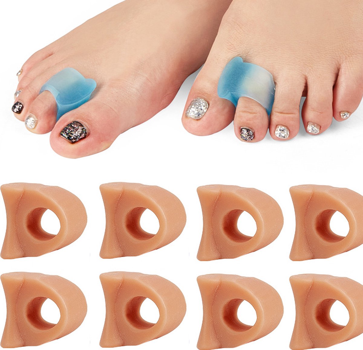 Goedkoopste Zachte siliconen ortheses I Teenspreider I Hallux valgus I Teenbeugels I Teenrechtrichter I Gelpads voor het corrector van hamertenen I Voetdrukverlichtende strekijzer I 4 paar