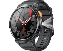 WizBay Premium Select® 1.83inch HD TFT - Bellen AI Voice - Message - Hartslag & Slaap Monitor - Bloeddruk & O2 - 100+ Sport Modi - LED Zaklamp - 730mAh - Magnetic Laden - Zinc Alloy Zwarte Case - Zwarte TPU Band