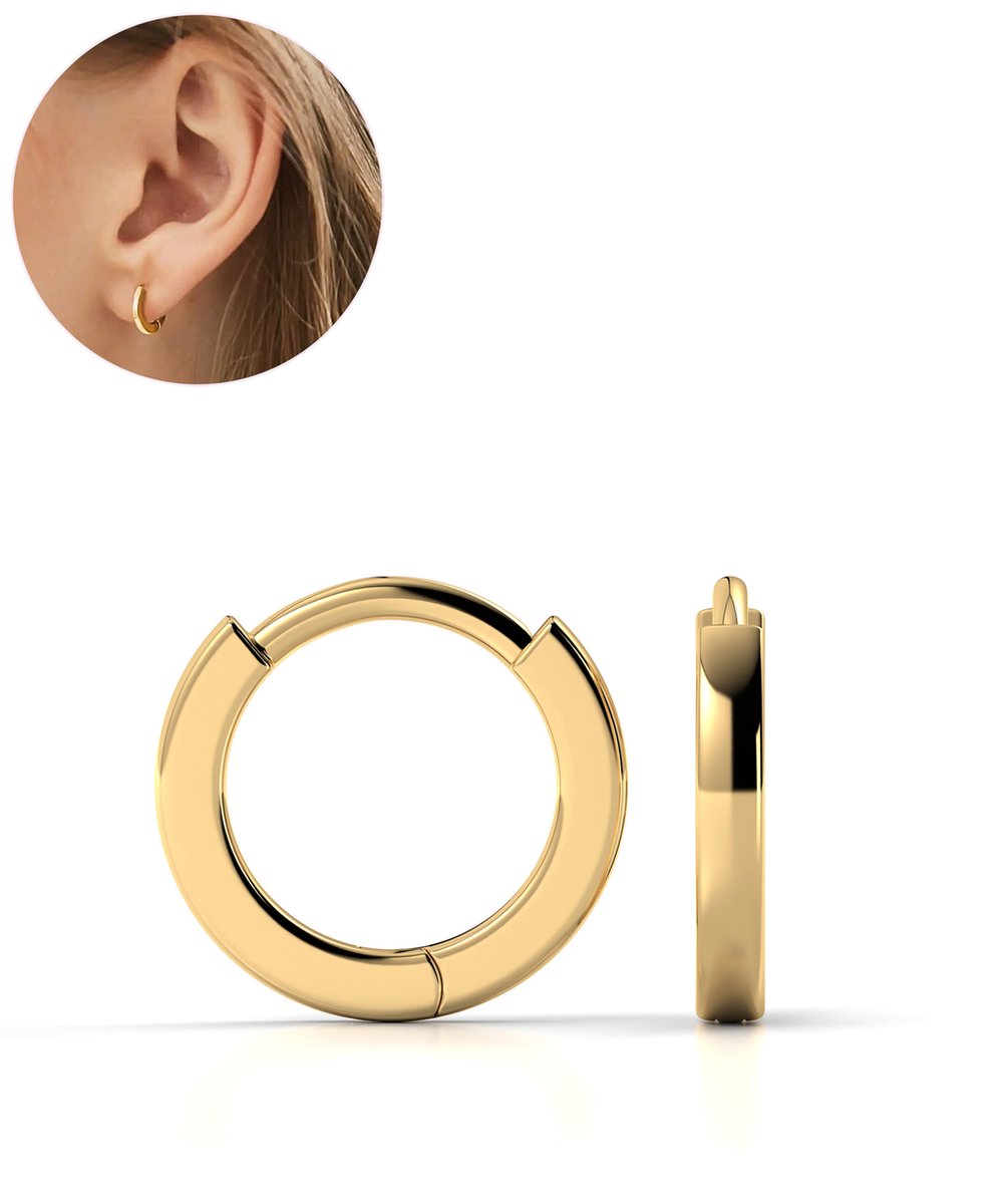 Semyco Oorbellen Dames – Oorringen 10 mm (extra klein) – Goudkleurig - Waterproof – Luxe verpakt – Vega